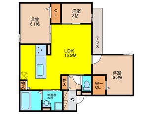 Clashist清水丘　Eastの物件間取画像